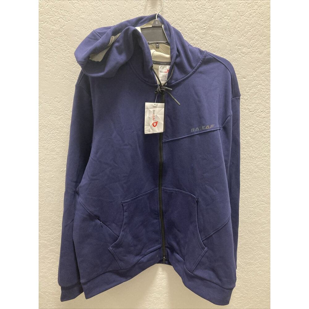 Baleaf Jacket Hooded Full Zip Fleece Lined Zip Pockets Blue Men Size XXL